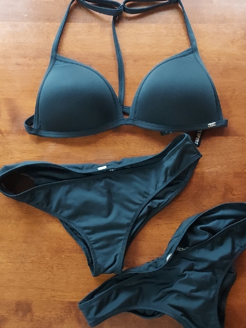 Victorias Secret Women’s Black Halter Triangle Bikini Set